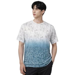 T-shirt en coton imprimé dégradé ombré pour homme |   Vêtements décontractés à coupe ample |   Manches courtes col rond |   Tissu doux et respirant pour un usage quotidien - Product Image 1