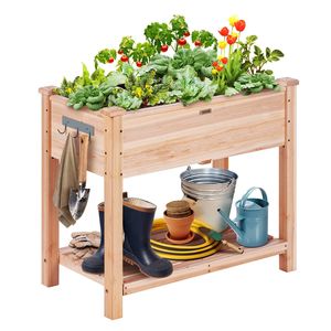 Fioriera Rialzata in Legno 34 X 18 X 30 Pollici per Giardino, Vaso da Esterno per Coltivare Fiori e Verdure - Product Image 1