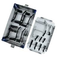 Ensemble d'opérateurs chirurgicaux orthopédiques réutilisables pour discectomie lombaire Caspar pour chien, en stock, boîte de stérilisation noire complète