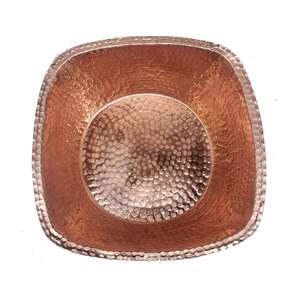 Bol en cuivre martelé artisanal, décoratif, carré, pour servir des fruits, des bonbons, décoration d'intérieur - Product Image 1