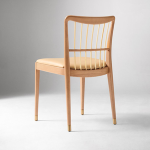 Chaise de salle à manger minimaliste nordique en bois massif, finition naturelle, dossier à tiges, pour mobilier de maison - Product Image 4