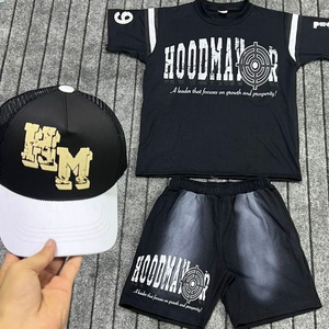 Acid Washed Sportswear Gym Tracksuit Short Men O-Neck <b>T</b> Shirt Summer Matching <b>T</b>-Shirts and Shorts <b>Track</b> Suit Set - Product Image 1
