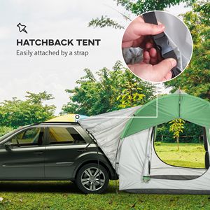 Tenda per SUV Impermeabile per 5-6 Persone con 3 Porte e Finestra a Rete, Spaziosa Tenda Auto Grigio-Verde ad Apertura Rapida, Grande Dimensione per Campeggio e Viaggi - Product Image 4