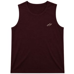 Camiseta sin mangas para hombre, color granate oscuro, diseño minimalista con logo, chaleco informal de verano, camiseta deportiva para gimnasio, entrenamiento, musculación, ropa deportiva de algodón - Product Image 1