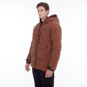 Blouson matelassé marron à capuche pour homme, fermeture éclair, coupe-vent, manteau d'hiver décontracté, coupe régulière, manches épaisses, rembourrage en polyester 2026 - Product Image 5