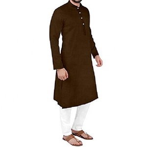Kurta Tradicional Panjabi para Hombre, Ecológica, Lavable, Tejida, Lisa, con Cintura Natural, Teñida en Color Liso, para Países del Sur de Asia - Product Image 4