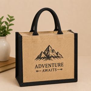 Sac fourre-tout en jute imprimé sur mesure, écologique, réutilisable, pour mariage, shopping et cadeaux, avec poignée en coton, 32x28x15cm - Product Image 5