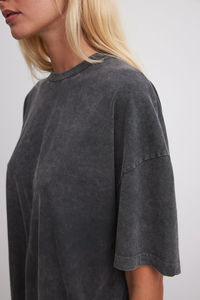 Nouveauté 2026 T-shirt 100% Coton 220 grammes Délavé à l'acide avec Appliques d'été Coupe Classique Grammage Lourd Manches Courtes Col Rond Vintage - Product Image 4