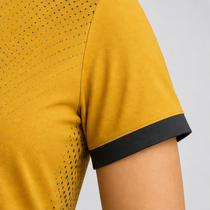 Polo personnalisé jaune moutarde à pois demi-ton, col mandarin pour femme, séchage rapide, respirant, manches courtes, uniforme WPS-0837 - Product Image 5