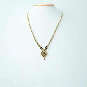 Joyería de moda tradicional para fiestas nupciales, elegante conjunto de collar con colgante geométrico dorado y aretes a juego para mujer - Product Image 2