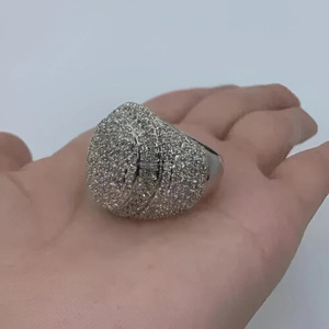 Anillo de compromiso y boda de plata de ley 925 con moissanita de corte redondo y diamantes en racimo para hombre, estilo hip hop, regalos, joyería Iced Out - Product Image 3