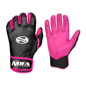 Guantes de Bateo de Cuero Personalizados en Negro/Blanco, Acolchados, con Cierre de Hebilla Ambidiestra, Tejido de Punto, para Entrenamiento de Béisbol para Adultos, en Varios Tamaños - Product Image 1