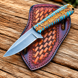 Edge Master Manufacture Industrial Custom Handmade Skinner Knife Pine Cone Resin Handle D2 Steel Fixed Blade <b>Leather</b> Sheath - Product Image 1