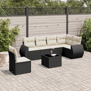 Conjunto de Sofás de Jardín de Ratán Negro, Muebles de Exterior con Cojines de Espuma de Alta Densidad, Diseño Contemporáneo Impermeable - Product Image 3