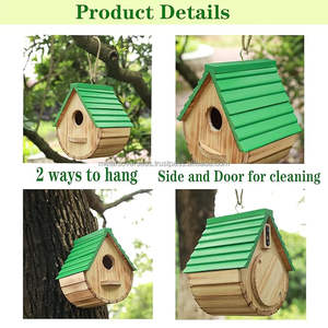 Venta al por mayor Natural al aire libre azul de madera Birdhouse Pinzón cardenales colgante Birdhouse nido caja hecha por Metal Overseas - Product Image 3