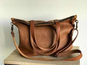 Bolso Tote de Cuero 100% Genuino con Logotipo Personalizado, Bolso de Hombro de Cuero Vacuno para Mujer, con Cremallera, Hecho a Mano, para Todas las Temporadas, LTB-0291 - Product Image 3