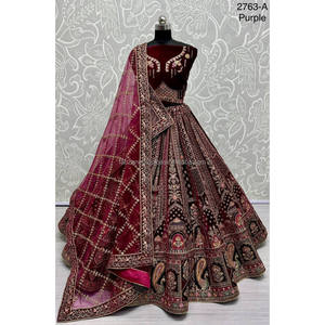 Collections de velours de vêtements de mariée indiens pour la mariée avec le travail de Zarkhan par Fabzone - Product Image 1
