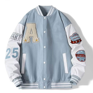 Streetwear Winter <b>Jacket</b> with Chenille Embroidery Rib Knit Collar Cuffs Soft Inner Lining Letterman <b>Jacket</b> - Product Image 1