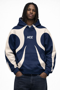 Sweat-shirts à capuche en molleton de coton à empiècements contrastants pour hommes, coupe oversize, style streetwear, pull-over, design imprimé personnalisé, vente en gros OEM - Product Image 5