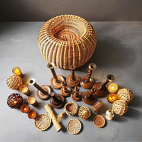 Ensemble de bougeoirs en bois vintage faits à la main, style antique torsadé, pour mariage, table, fête des mères, Noël