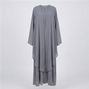 Robe de prière musulmane pour femmes, ensemble deux pièces décontracté d'été avec nœud, caftan, hijab, vêtements islamiques de haute qualité, ensembles bicolores - Product Image 1