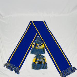Conjunto de Bufanda Larga Acrílica y Gorro Sigma Gama Rho SGRho Azul Real Dorado |   Ropa de Invierno Personalizada con Bordado para Hermandades - Product Image 1