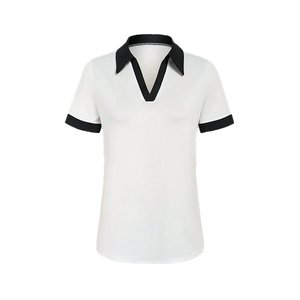 T-shirt Polo Femme 100% Coton Haute Qualité avec Logo Personnalisé Sérigraphié Style Décontracté en Jersey - Product Image 1