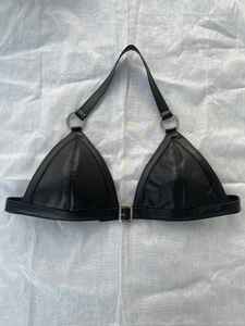 Ensemble bikini en cuir noir fait main pour femmes - Lingerie deux pièces à boucles pour festivals, tenues de club, séances photo, cadeau pour elle - Product Image 4