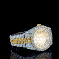 Montre de luxe unisexe à mouvement mécanique entièrement sertie de moissanite en acier inoxydable de fabrication indienne, résistante à l'eau 3 ATM, pour les affaires