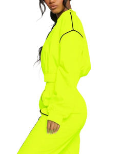 Nueva Llegada, Chaqueta Deportiva Personalizada para Mujer con Paneles en Contraste, Chaqueta Corta de Nailon con Cierre y Conjunto de Pantalones de Nailon, Logotipo Personalizado - Product Image 5