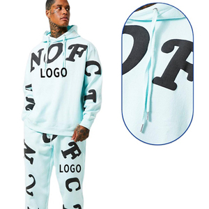 Conjunto de Sudadera y Pantalones Acampanados de Forro Polar 100% Algodón con Pedrería para Logotipo, Personalizado para Hombre, de Invierno, de 2 Piezas, Venta al por Mayor - Product Image 2