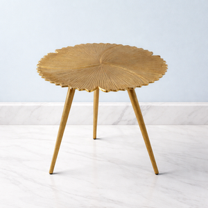 Designer Cast Aluminum <b>Bar</b> <b>Table</b> Textured Floral Top Artistic Surface Sturdy Tripod Legs Durable Finish Elegant Statement Accent - Product Image 1