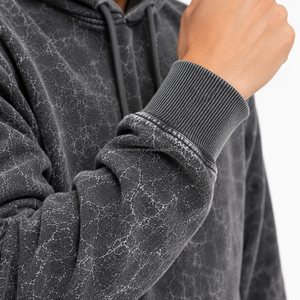 OEM Oversized Acid Wash Pullover Hoodie Cotton Fleece 400 GSM Winter Vintage Drop Shoulder Acid Wash Hoodies Sweatshirt - Product Image 4