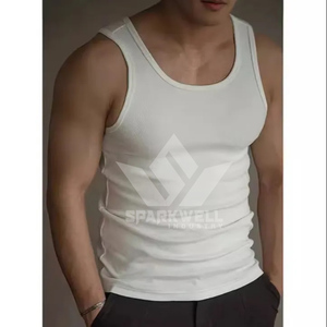 <b>Men's</b> <b>White</b> Cotton Tank Top O-Neck Sleeveless Regular Fit Breathable Casual Solid Color Soft Knitted Summer <b>Vest</b> - Product Image 1