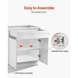 Mobile Base con Cassetti Bianco Stile Shaker da 36 Pollici, Non Assemblato, 24-L x 34.5-Al, Pronto da Montare per Uso in Appartamento - Product Image 6