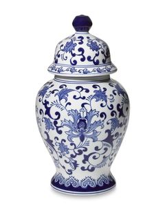 Urne en métal artisanale traditionnelle avec motif floral bleu, vase décoratif rond pour la décoration intérieure, style oriental sous glaçure - Product Image 4