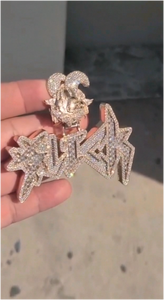 Colgante de Letra Personalizado de Hip Hop con Diamantes Moissanita D VVS, Chapado en Oro Sólido sobre Plata 925, Colgante con Inicial de Nombre - Product Image 2