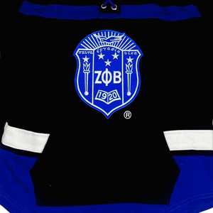 Sweat-shirt à capuche unisexe en coton premium Zeta Phi Beta Black Hockey avec broderie chenille, vêtement de sororité grecque - Product Image 5