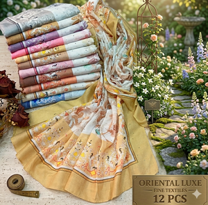 Oriental Luxe Fine Textiles : Ensemble de 12 foulards imprimés floraux de qualité supérieure - Châles d'été légers et polyvalents en couleurs assorties - Product Image 2