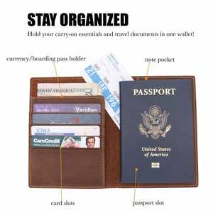 Porta Pasaportes y Tarjetero de Viaje de Cuero Genuino, Seguro para Pasaportes, Tarjetas de Crédito y de Negocios - Product Image 4