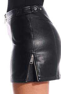 Minifalda de cuero sintético de cintura alta para mujer, estilo sexy con cordones asimétricos para discoteca - Product Image 4
