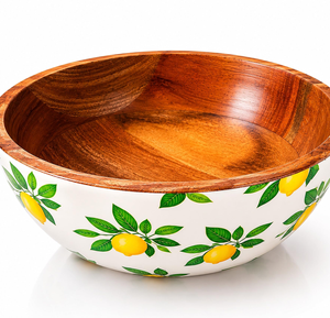 Handmade Wooden Bowl Color Enamel Tomato <b>Vine</b> Floral Serving Bowl Country Style At low price - Product Image 6