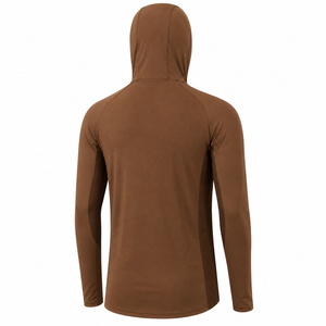 Custom Men's <b>Brown</b> <b>Long</b> <b>Sleeve</b> Hooded UPF 50 Fishing Shirt Anti-Uv Protection Pullover Spandex/Polyester 220g Breathable Solid - Product Image 2