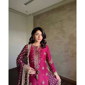 Designer Women's Party Wear Suit <b>Set</b> with Zari & Sequins <b>Embroidery</b> Work - Product Image 2