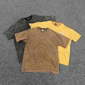 Oversized <b>Vintage</b> Washed Solid Color Short Sleeve O-Neck T-Shirt Streetwear <b>Tee</b> - Product Image 1