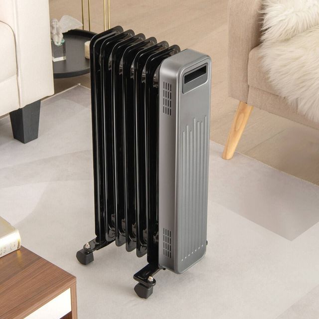 Portable 1500W Black Oil Filled Radiator Heater for Home and Office