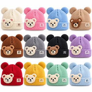Gorro de Invierno para Bebé de Alta Calidad, Suave, con Orejas de Oso, Tejido de Punto Acanalado, Cálido, para Niños Pequeños, con Parches Personalizados, Proveedor B2B al por Mayor en EE. UU. - Product Image 4