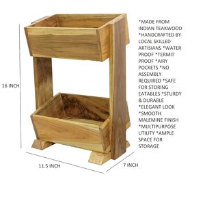 Estante de Almacenamiento Multiusos de Madera de Dos Niveles, Cesta para Frutas y Verduras, Organizador de Cebollas, Papas y Sabji para la Encimera de la Cocina - Product Image 6