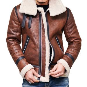 <b>Men's</b> Real Sheepskin B3 Bomber <b>Jacket</b> Biker Style Warm RAF Fur OEM Flying <b>Shearling</b> Leather Sherpa Lining Breathable Anti-UV - Product Image 1