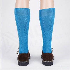 Blue <b>Knee</b> <b>High</b> Knitted <b>Socks</b> Solid Color Breathable Casual Style for Adults - Product Image 2